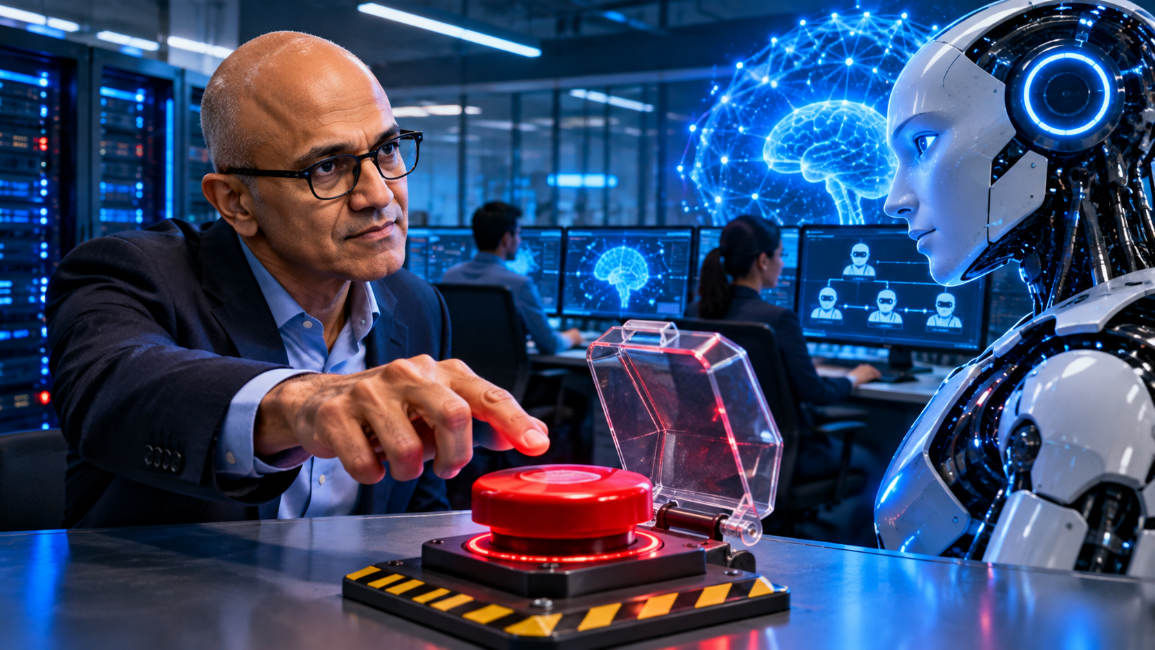 Satya Nadella urges human-controlled emergency brakes for advanced AI models